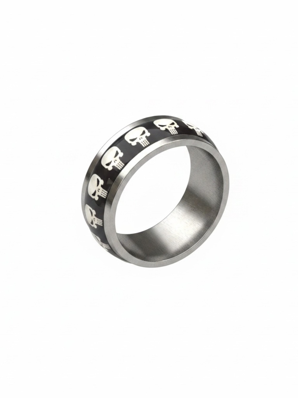 Black Stainless Steel Skull Pattern Ring size 7